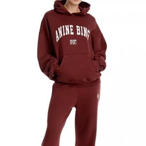 Anine Bing Sport Sweatshirt Harvey Dark Cherry Oversized Hoodie Size Small. NWT.